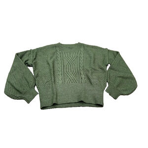 NWT Lulus Womens Sweater Long Sleeve Ribbed Cable Knit Pullover‎ Green Size S